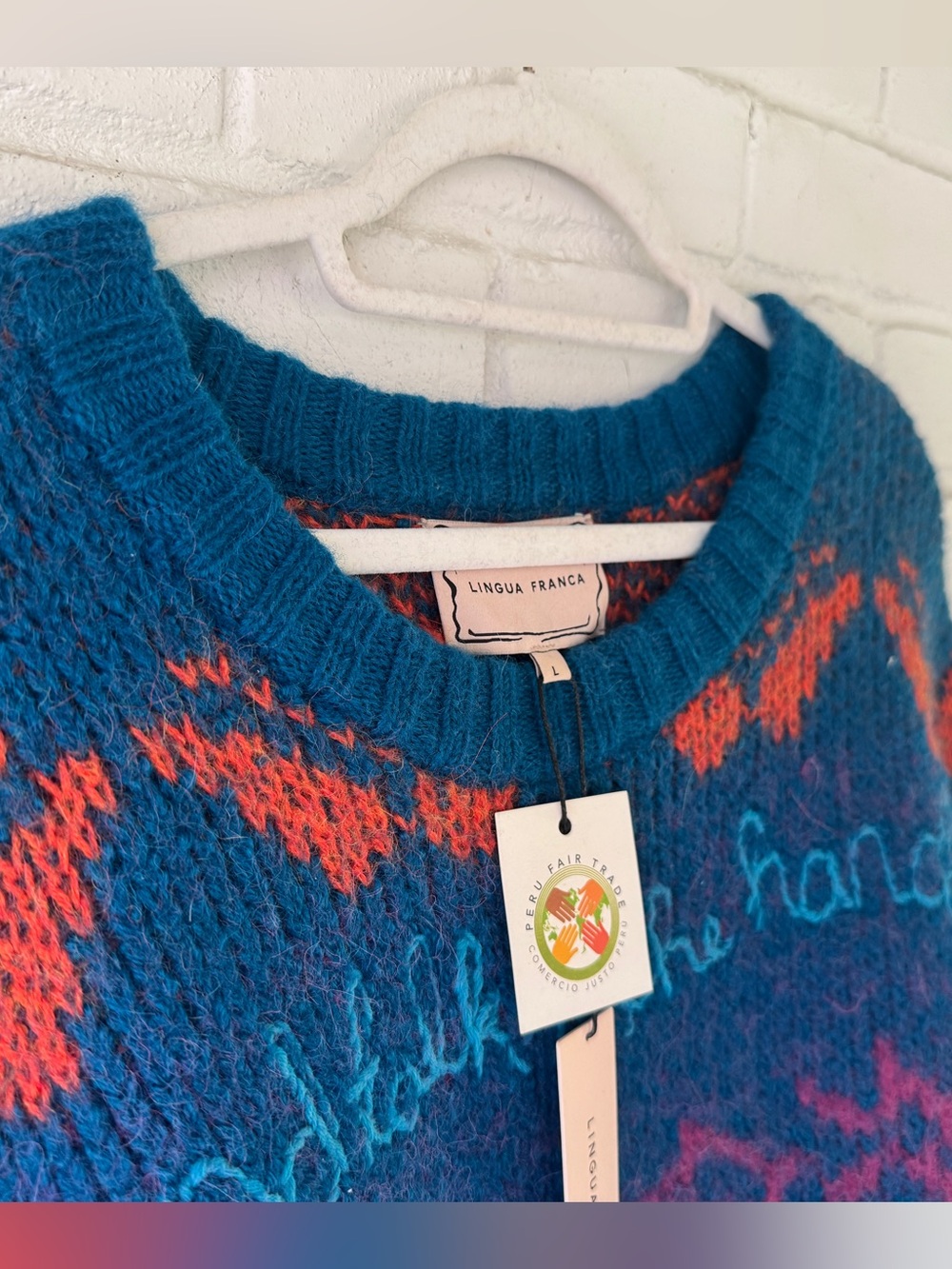 LINGUA FRANCA Luxury Embroidered Alpaca Wool Sweater • Womens LARGE • US 8 • NWT - Picture 3 of 13